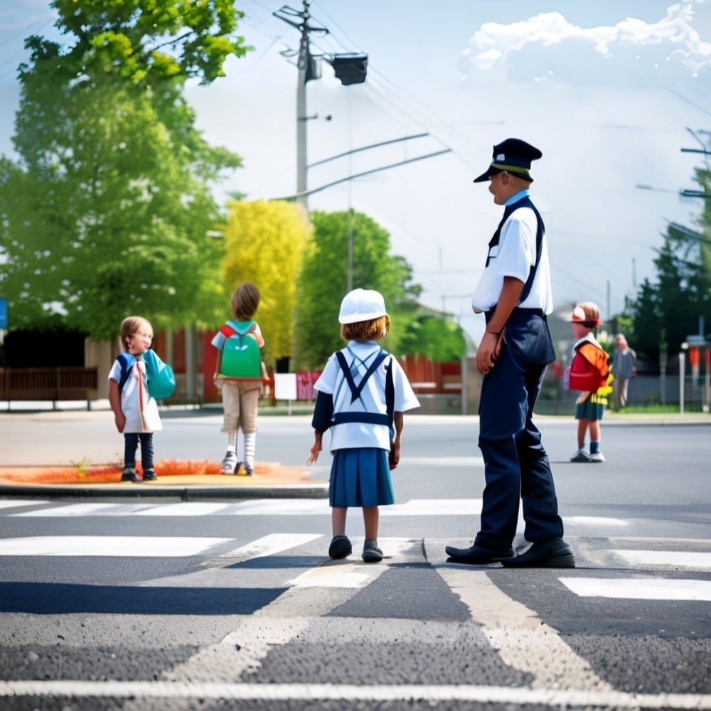 Children's School Crossing A.I.Print In A  Frame 8x10 - Picture 2 of 3